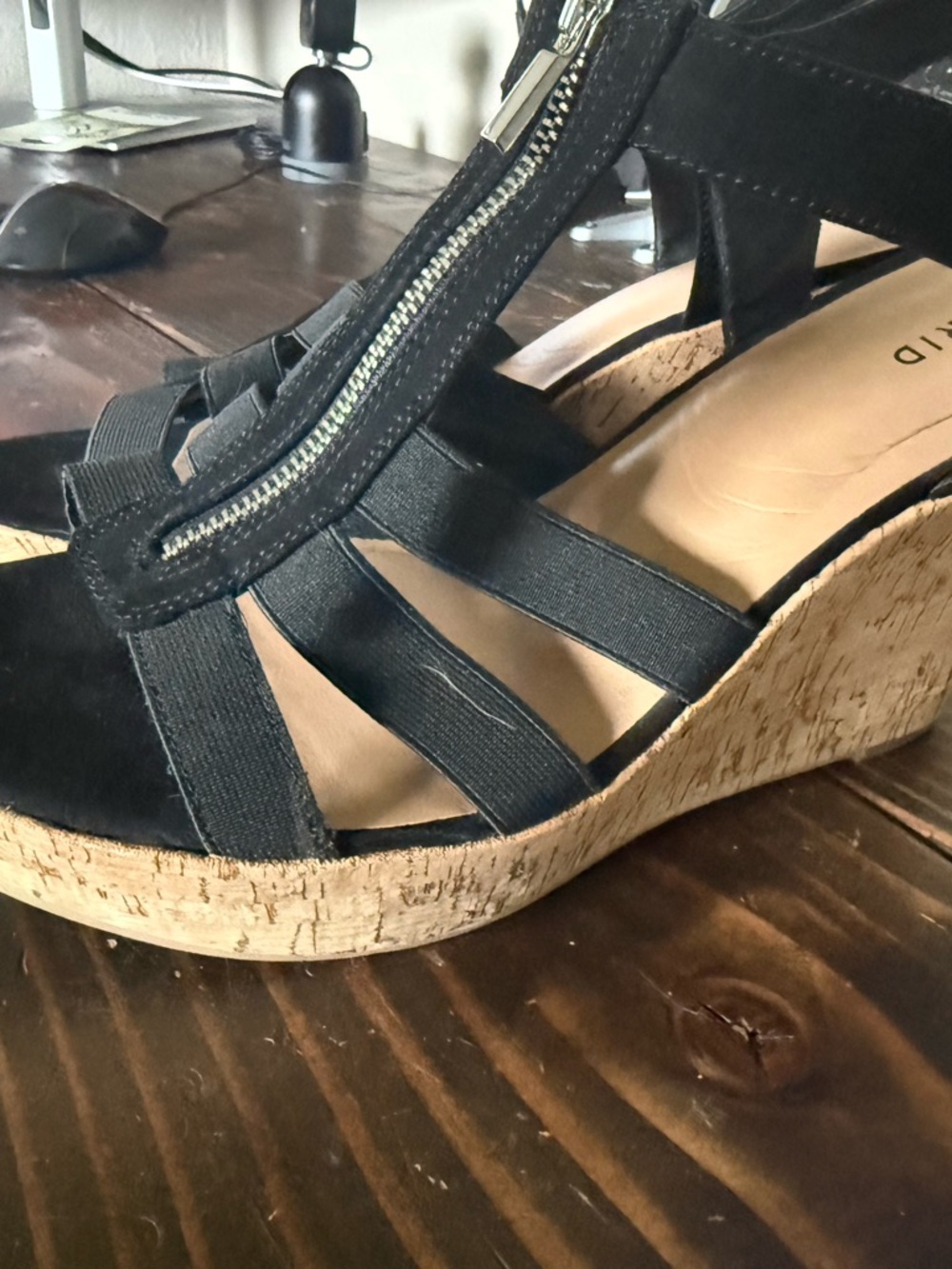 Torrid Black Zip Front Heel Strappy wedges - Picture 6 of 9